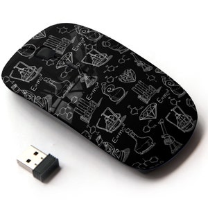 Science Vintage Chemistry Print Pattern - Ratón inalámbrico, ratón óptico portátil 2.4G con receptor Nano USB para niños, niños.