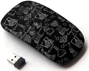 Science Vintage Chemistry Print Pattern - Wireless Mouse, 2.4G Portable Optical Mouse with Nano USB Receiver for Kids, Children.