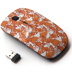 Cartoon Corgis Icons Print - Ratón inalámbrico, ratón óptico portátil 2.4G con receptor Nano USB para niños, niños.