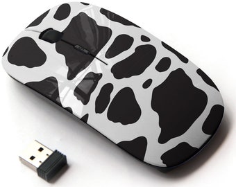 Cute Cow Pattern - Wireless Mouse, 2.4G Portable Optical Mouse with Nano USB Receiver for Kids, Children.