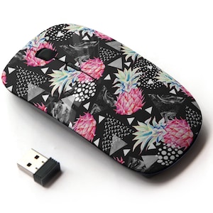 Funky Pineapples Print Pattern - Ratón inalámbrico, ratón óptico portátil 2.4G con receptor Nano USB para niños, niños.