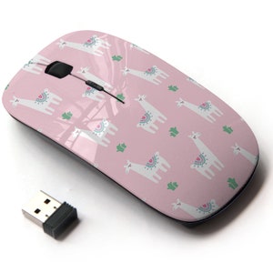 Lindo patrón de impresión de llama - ratón inalámbrico, ratón óptico portátil 2.4G con receptor Nano USB para niños, niños.