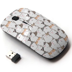 Lindo cartoon cat icons print - ratón inalámbrico, ratón óptico portátil 2.4G con receptor Nano USB para niños, niños.