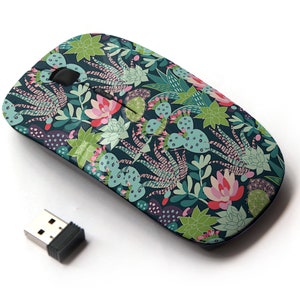 Colorido Tor Suculentas Cactuses Patrón de impresión - Ratón inalámbrico, ratón óptico portátil 2.4G con receptor Nano USB para niños, niños.
