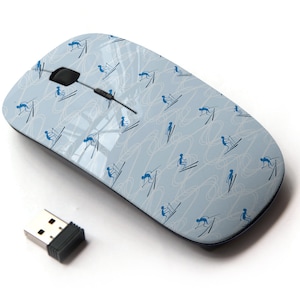 Skiers Ski Slope Pattern Print - Ratón inalámbrico, ratón óptico portátil 2.4G con receptor Nano USB para niños, niños.