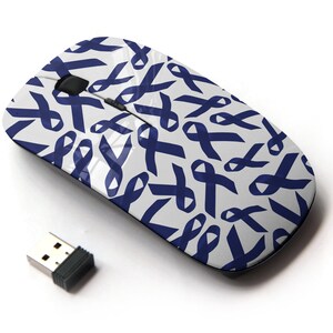 Patrón de concientización sobre el cáncer de colon: ratón inalámbrico, ratón óptico portátil 2.4G con receptor Nano USB para niños, niños.