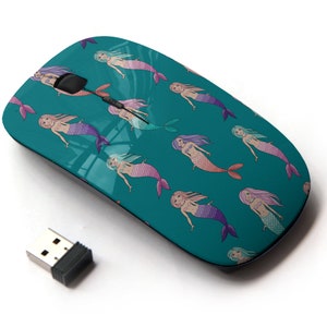 Lindas sirenas niñas en patrón de impresión - ratón inalámbrico, ratón óptico portátil 2.4G con receptor Nano USB para niños, niños.