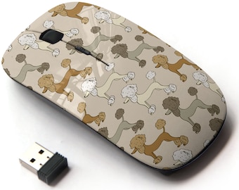 Cute Funny Cartoon Poodle Pattern Print - Wireless Mouse, 2.4G Portable Optical Mouse with Nano USB Receiver for Kids, Children.