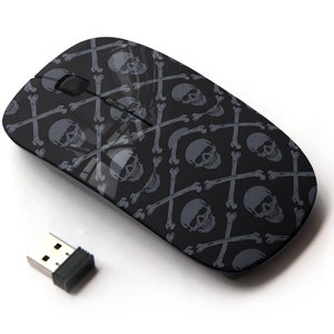 Skulls Icons Print - Ratón inalámbrico, ratón óptico portátil 2.4G con receptor Nano USB para niños, niños.