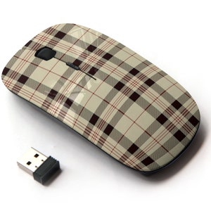 Patrón de tartán escocés - ratón inalámbrico, ratón óptico portátil 2.4G con receptor Nano USB para niños, niños.