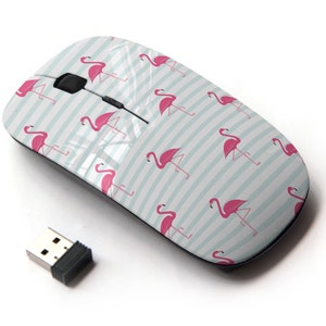 Exótico tropical rosa flamingo en patrón de impresión - ratón inalámbrico, ratón óptico portátil 2.4G con receptor Nano USB para niños, niños.