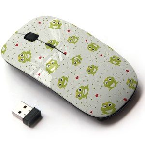 Frog Prince Theme Pattern Print - Ratón inalámbrico, ratón óptico portátil 2.4G con receptor Nano USB para niños, niños.