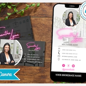 Digitale Visitenkarte & Visitenkarten-Bundle | Makler | Moderne Visitenkarte Visitenkarte | Unternehmer | Canva Vorlage