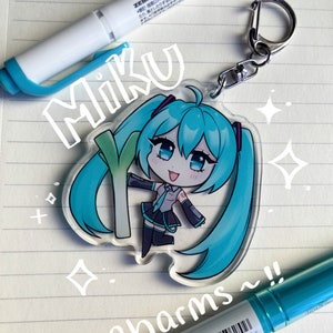 Vocaloid | Cute Hatsune Miku Clear double-sided acrylic keychain charms - anime fanart charm