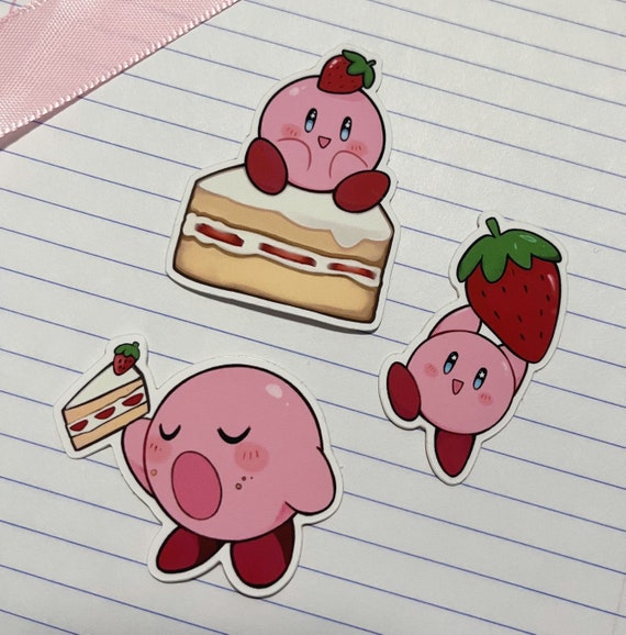 Strawberry Kirby Cute Matte Sticker Pack Video Game - Etsy