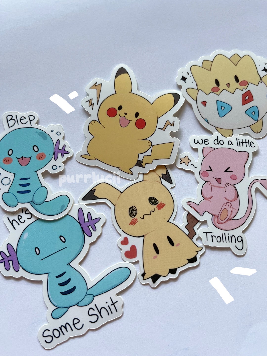 Grumpy Pokemon Sticker Poke | Glossy Die-cut Stickers - Cute Silly Monster Stickers - Etsy