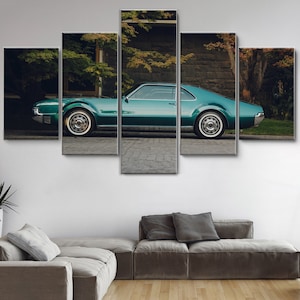 Retro Classic Car 5 Pieces Canvas Wall Art, Large Framed Canvas Wall Art, Extra Large Framed 5 Panel Canvas Wall Art, Wrapped Gallery Art