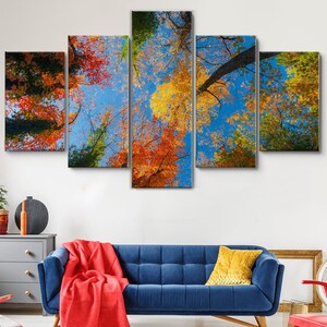 Four Season Forest 5 Pieces Canvas Wall Art, Large Framed Canvas Wall Art, Extra Large Framed 5 Panel Canvas Wall Art, Wrapped Gallery Art