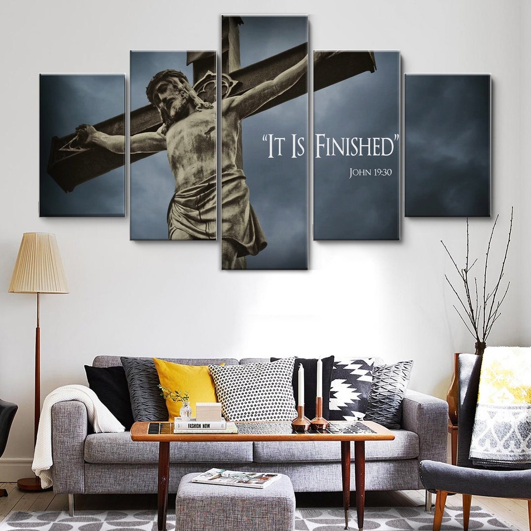 Jesus on the Cross IT IS FINISHED 5 Pieces Canvas Wall Art, Large ...