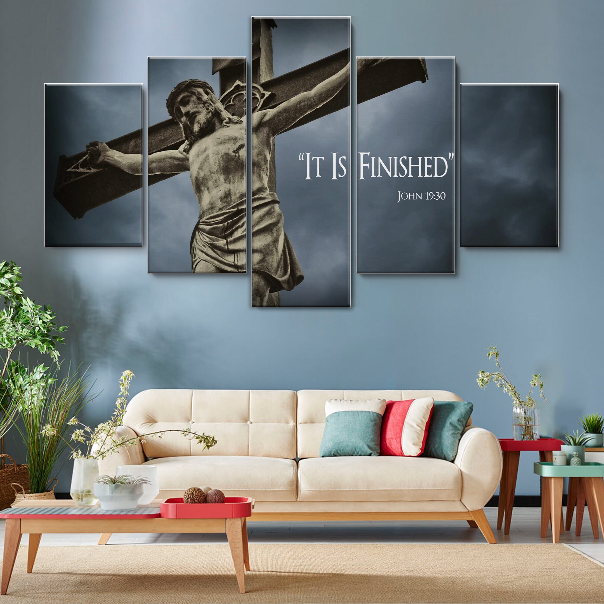 Jesus on the Cross IT IS FINISHED 5 Pieces Canvas Wall Art, Large ...