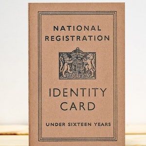 1940s/WW2 Blitz Wartime Memorabilia Historically accurate child&#39;s identity card, ID card