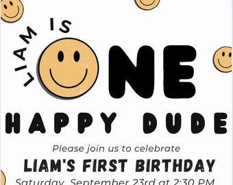 One Happy Dude First Birthday Invitation Template