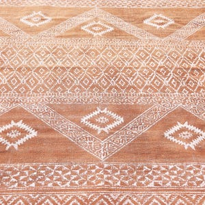 Indian Handmade Rug, Block printed Rug, Rust Cotton Rug, Bedroom Rug, Large Area Boho Rug, Hallway Rug, Custom Size Rug.