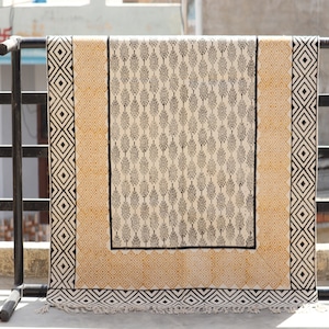 Indian Cotton Runner Rug Hand Block Print Rug Dhurrie Rug Hallway Runner Rug Flat Weave Rug Custom Size Rug Bohemian Decor