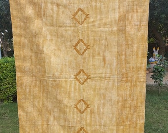 Alfombra Dhurrie de algodón estampada a mano con bloques — Alfombra geométrica india — Regalo bohemio para estrenar casa — Alfombra lav