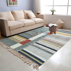 9x12 ft rug, living room rug, floral rug, big rugs, hand block printed rug, rug for bedroom, rug for indoor-outdoor
