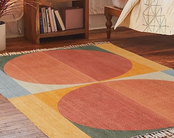 Block Printed Handmade Cotton Area Rug Bohemian Kilim Indoor Rug Living Room Rugs
