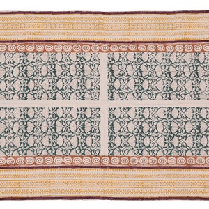 Handmade Cotton Block Print Rug: 3x5 Boho Entryway Mat
