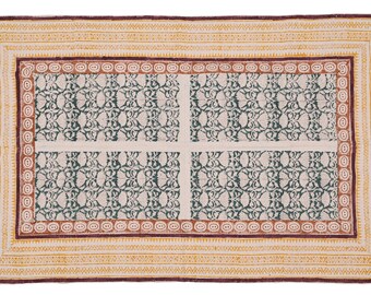 Handmade Block Print Cotton Rug, Indian Navajo Style