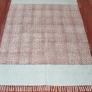 4x6 Feet Handmade Block Printed Cotton Rug Bedroom Area Rug Cotton Kilim Rug Geometrical Designer Rug Living Room Rug
