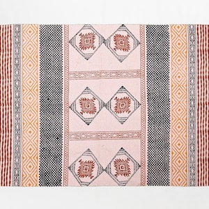 4x4 6x6 9x9 Feet Outdoor Garden Yoga Rug Indian Cotton Rug Handmade Square Area Rug Block Printed Area Rug For Living Room Bedroom Rug