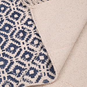 Hand Block Printed Rug Square Cotton Rug Bohemian Dhurrie Rug For Home, 5x5 6x6 8x8 Feet