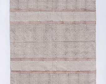 Hand Block Printed Cotton Dhurrie Rug: Handwoven Kilim Style Moroccan Area Rug