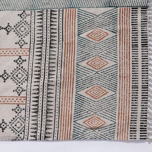 Handmade Cotton Rug, Block printed rug, Flatweave Cotton Rug, Living Room rug, Square  Rug, Area Rugs, Cotton Square Rug 4x4, 5x5 Feet