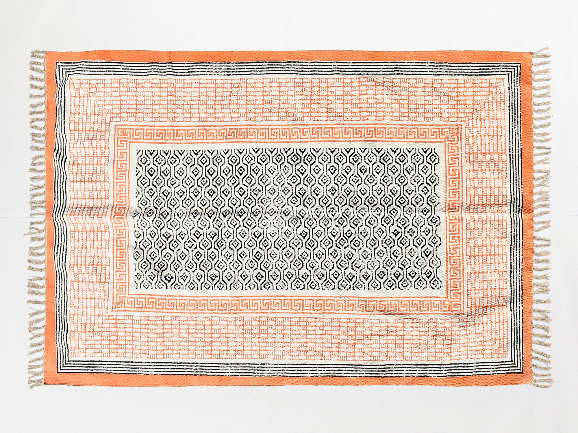 10x14 Feet Indian Hand Block Printed Area Rug Geometric Wall Art Kilim