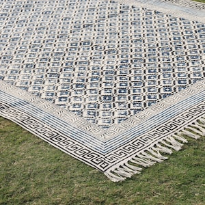 3x5 Feet Rug Cotton Rug Kitchen Rug Yoga Carpet 4x6, Stair rug Blue rug Hand block print Rug, Handmade Area Rug Home Decor Rug 5x8 Feet Rug
