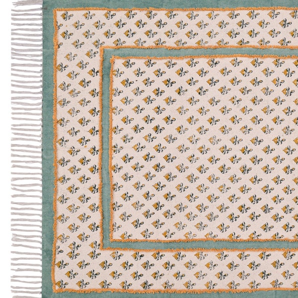 Hand block print cotton rug Indian cotton rug Large rug Bohemian rug Handwoven cotton rug Dining room rug Cotton tuft rug, 3x5 5x8 6x9 Ft