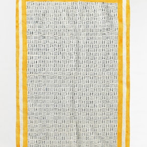 4x10 5x10 Ft Handmade Cotton Runner Rug Block Printed Rug Yellow Blue Rug Navajo Rug Flatweave Rug Runner Area rug