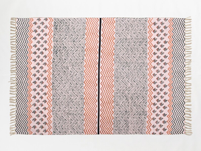 Extra Large Rug Hand Block Print Rug Modern Floral Rug, Boho Throw Rug ...