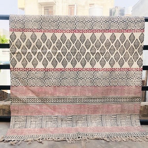Beige cotton rug Indian handmade rug Living room kilim Custom size rug Yoga garden mat Outdoor patio rug 8x10 feet