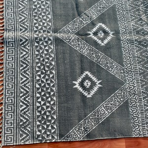 Indian square rug Cotton area rug Gray multicolor rug Hand woven rug Kitchen carpet Boho rug Living room rug 6x6 8x8 11x11 feet