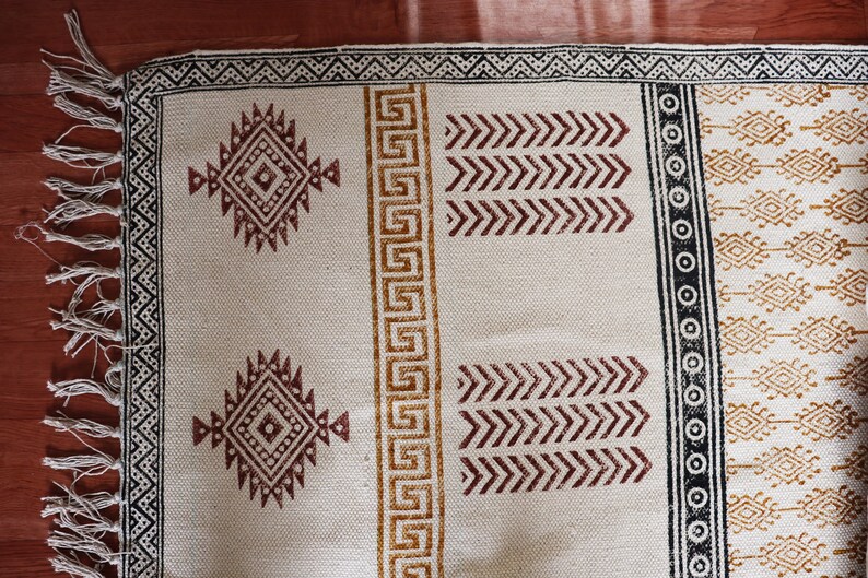 Indian Block Print Rug Floral Rug Moroccan Vintage Rug - Etsy