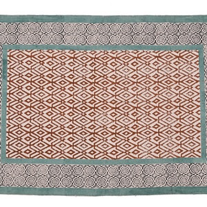 Handmade Cotton Square Rug, Block Print Rug, Indian Dhurrie Rug, Bohemian Decor Rug, Navajo Cotton Rug, Flat Weave Rug, 6x6, 8x8, 10x10 Feet