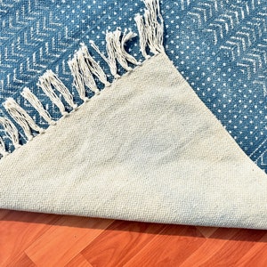 Indigo Blue Rug 3x10 4x10 Ft Handmade Cotton Rug Cotton Runner Rug ...