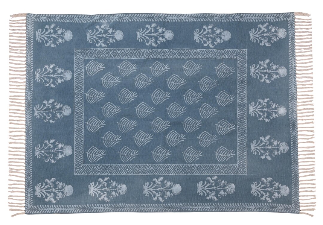 Hand Block Print Cotton Rug: Boho Kitchen, Living Room Decor - Etsy