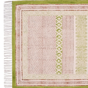 Handmade Cotton Block Print Dhurrie Rug: 5x8 ft, Geometric Design